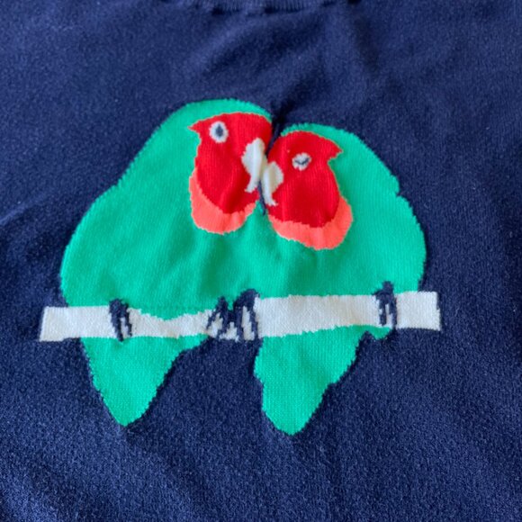 JCrew Womens XXL LOVE BIRDS Sweater Navy Lovebirds Sweater Fall 2017 Thin Sweate - Picture 5 of 15